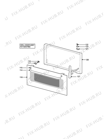 Взрыв-схема плиты (духовки) Tricity Bendix CSIE316BU (STRATA) - Схема узла H10 Grill door assy